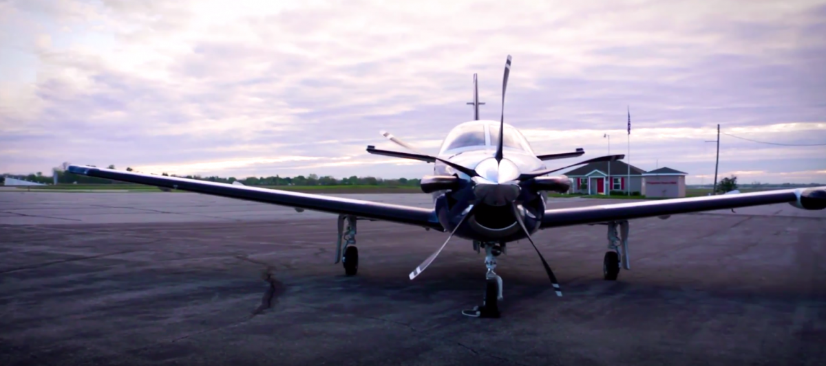 Front view of TBM aircraft