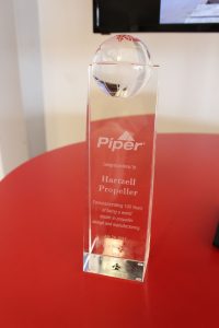 Plaque from Piper Aircraft to commemorate Hartzell Propeller's 100th anniverary