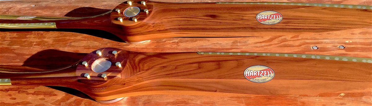 close up of Hartzell wooden propellers