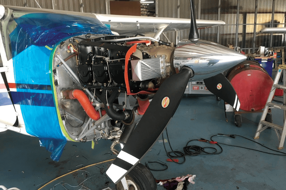 Aircraft with three blade Hartzell propeller