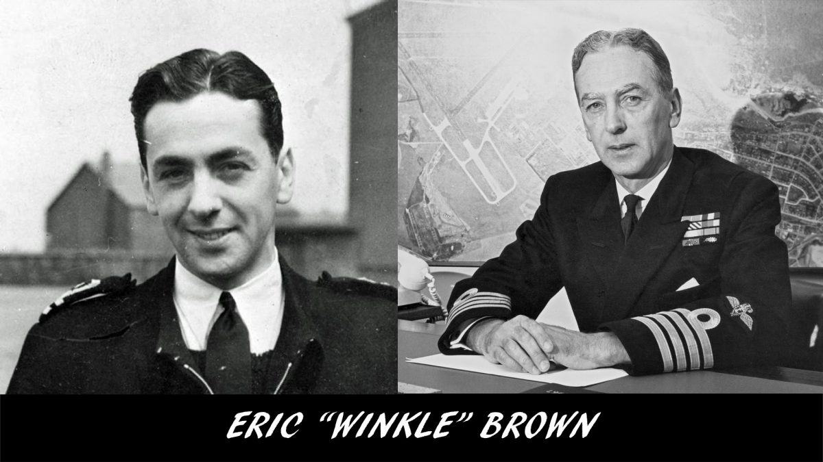 Black and white photographs of pilot Eric Winkle Brown