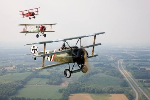 World war I aircraft flying in formation